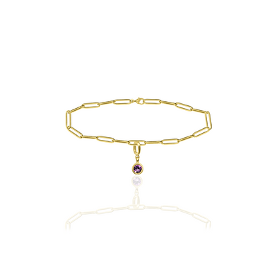 [PRE-ORDER] Birthstone Crystal Necklace by Pranwa, Paper Clip Chain – Monthly Gemstone Jewelry, Personalized Gift for Birthday, Zodiac, Healing Energy