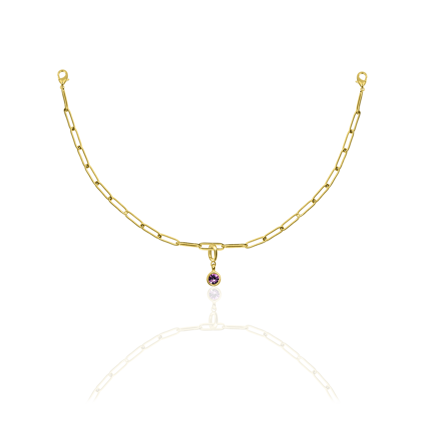 [PRE-ORDER] Birthstone Crystal Necklace by Pranwa, Paper Clip Chain – Monthly Gemstone Jewelry, Personalized Gift for Birthday, Zodiac, Healing Energy