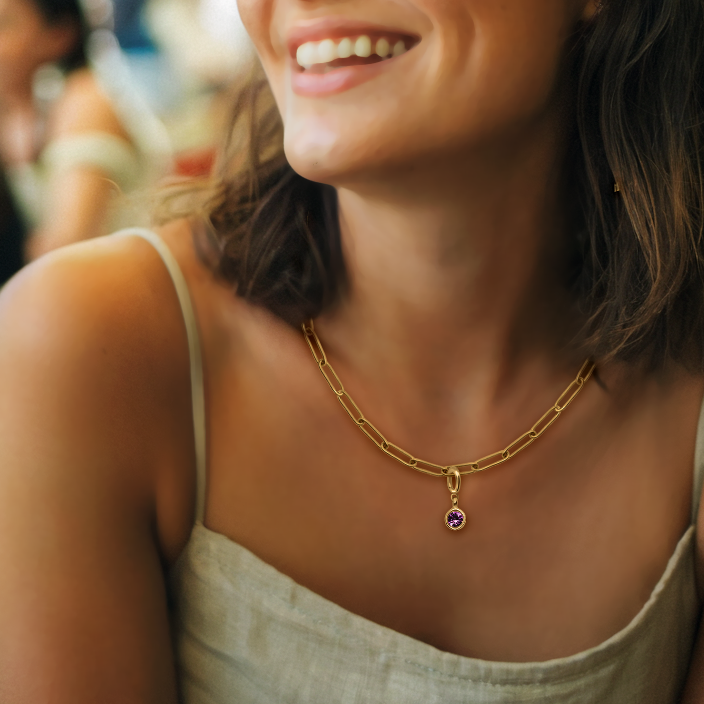 [PRE-ORDER] Birthstone Crystal Necklace by Pranwa, Paper Clip Chain – Monthly Gemstone Jewelry, Personalized Gift for Birthday, Zodiac, Healing Energy