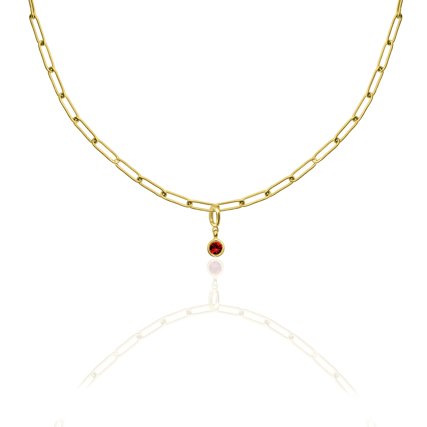[PRE-ORDER] Birthstone Crystal Necklace by Pranwa, Paper Clip Chain – Monthly Gemstone Jewelry, Personalized Gift for Birthday, Zodiac, Healing Energy