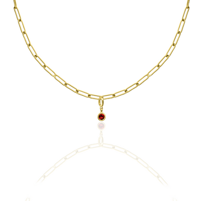 [PRE-ORDER] Birthstone Crystal Necklace by Pranwa, Paper Clip Chain – Monthly Gemstone Jewelry, Personalized Gift for Birthday, Zodiac, Healing Energy