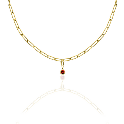 [PRE-ORDER] Birthstone Crystal Necklace by Pranwa, Paper Clip Chain – Monthly Gemstone Jewelry, Personalized Gift for Birthday, Zodiac, Healing Energy