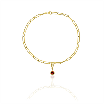 [PRE-ORDER] Birthstone Crystal Necklace by Pranwa, Paper Clip Chain – Monthly Gemstone Jewelry, Personalized Gift for Birthday, Zodiac, Healing Energy