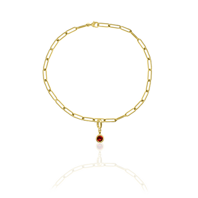 [PRE-ORDER] Birthstone Crystal Necklace by Pranwa, Paper Clip Chain – Monthly Gemstone Jewelry, Personalized Gift for Birthday, Zodiac, Healing Energy