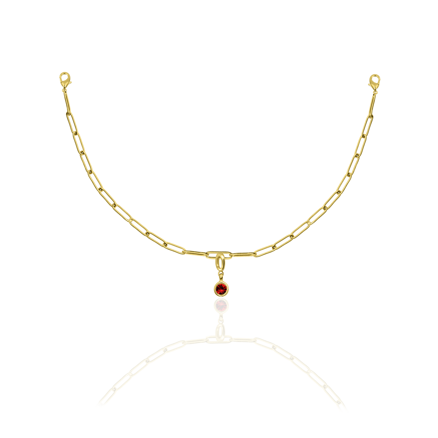 [PRE-ORDER] Birthstone Crystal Necklace by Pranwa, Paper Clip Chain – Monthly Gemstone Jewelry, Personalized Gift for Birthday, Zodiac, Healing Energy