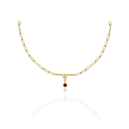 [PRE-ORDER] Birthstone Crystal Necklace by Pranwa, Paper Clip Chain – Monthly Gemstone Jewelry, Personalized Gift for Birthday, Zodiac, Healing Energy