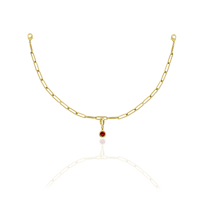 [PRE-ORDER] Birthstone Crystal Necklace by Pranwa, Paper Clip Chain – Monthly Gemstone Jewelry, Personalized Gift for Birthday, Zodiac, Healing Energy