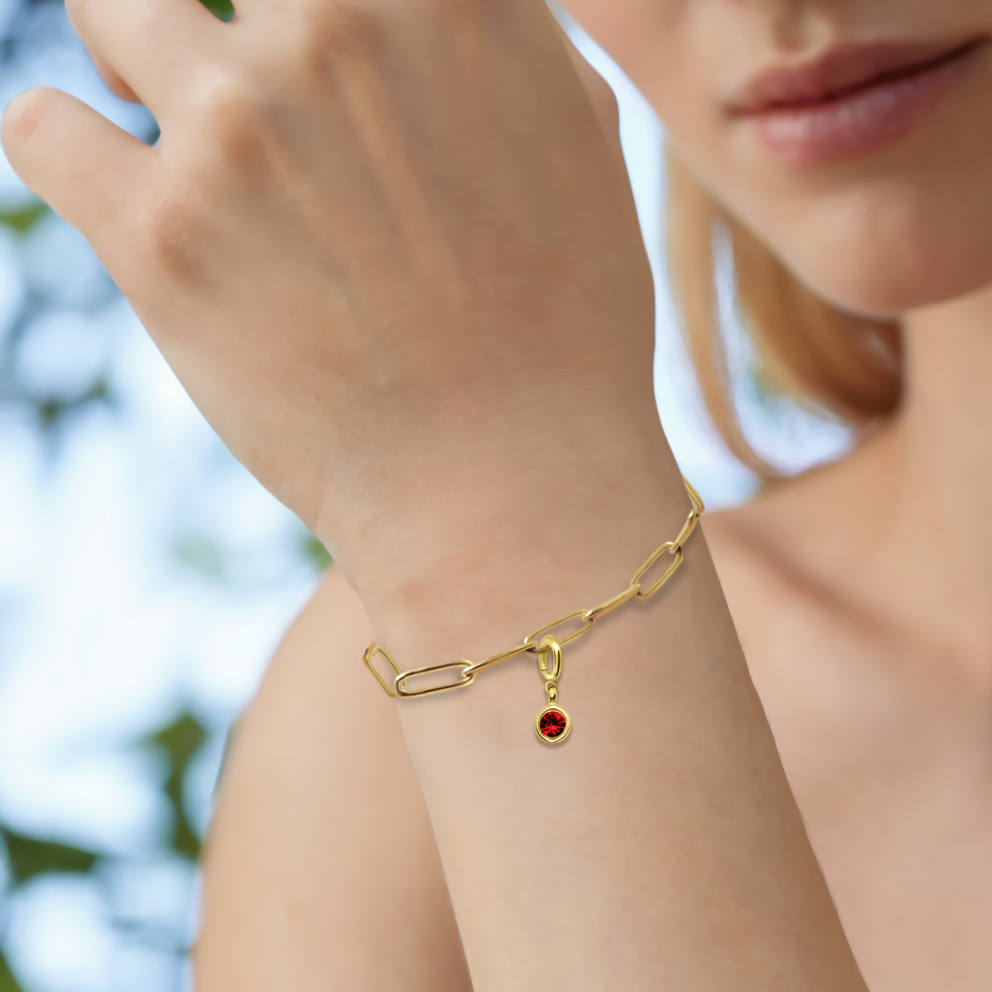 [PRE-ORDER] Birthstone Crystal Necklace by Pranwa, Paper Clip Chain – Monthly Gemstone Jewelry, Personalized Gift for Birthday, Zodiac, Healing Energy