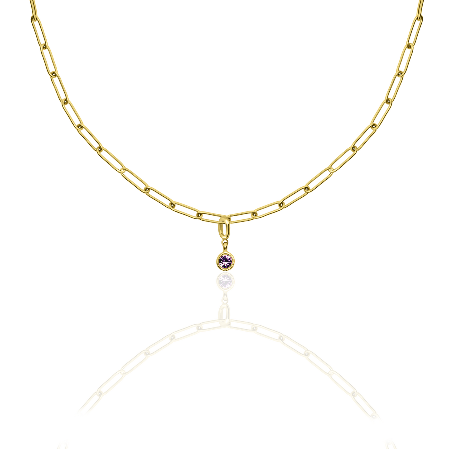 [PRE-ORDER] Birthstone Crystal Necklace by Pranwa, Paper Clip Chain – Monthly Gemstone Jewelry, Personalized Gift for Birthday, Zodiac, Healing Energy