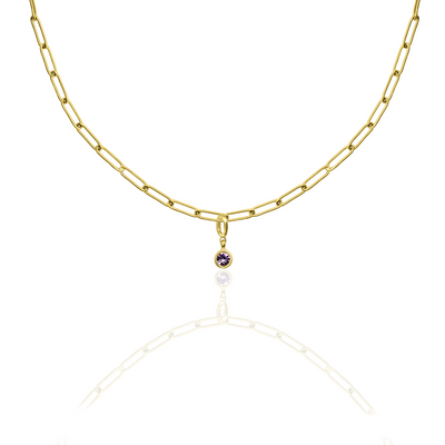 [PRE-ORDER] Birthstone Crystal Necklace by Pranwa, Paper Clip Chain – Monthly Gemstone Jewelry, Personalized Gift for Birthday, Zodiac, Healing Energy
