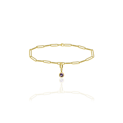 [PRE-ORDER] Birthstone Crystal Necklace by Pranwa, Paper Clip Chain – Monthly Gemstone Jewelry, Personalized Gift for Birthday, Zodiac, Healing Energy