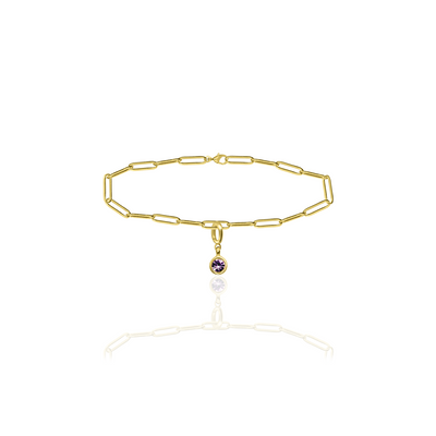 [PRE-ORDER] Birthstone Crystal Necklace by Pranwa, Paper Clip Chain – Monthly Gemstone Jewelry, Personalized Gift for Birthday, Zodiac, Healing Energy