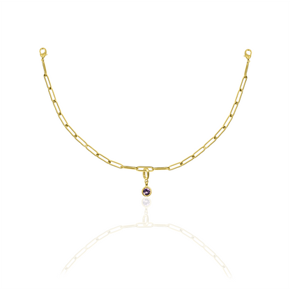 [PRE-ORDER] Birthstone Crystal Necklace by Pranwa, Paper Clip Chain – Monthly Gemstone Jewelry, Personalized Gift for Birthday, Zodiac, Healing Energy