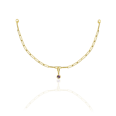 [PRE-ORDER] Birthstone Crystal Necklace by Pranwa, Paper Clip Chain – Monthly Gemstone Jewelry, Personalized Gift for Birthday, Zodiac, Healing Energy