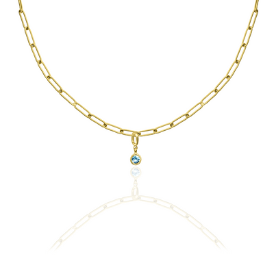 [PRE-ORDER] Birthstone Crystal Necklace by Pranwa, Paper Clip Chain – Monthly Gemstone Jewelry, Personalized Gift for Birthday, Zodiac, Healing Energy