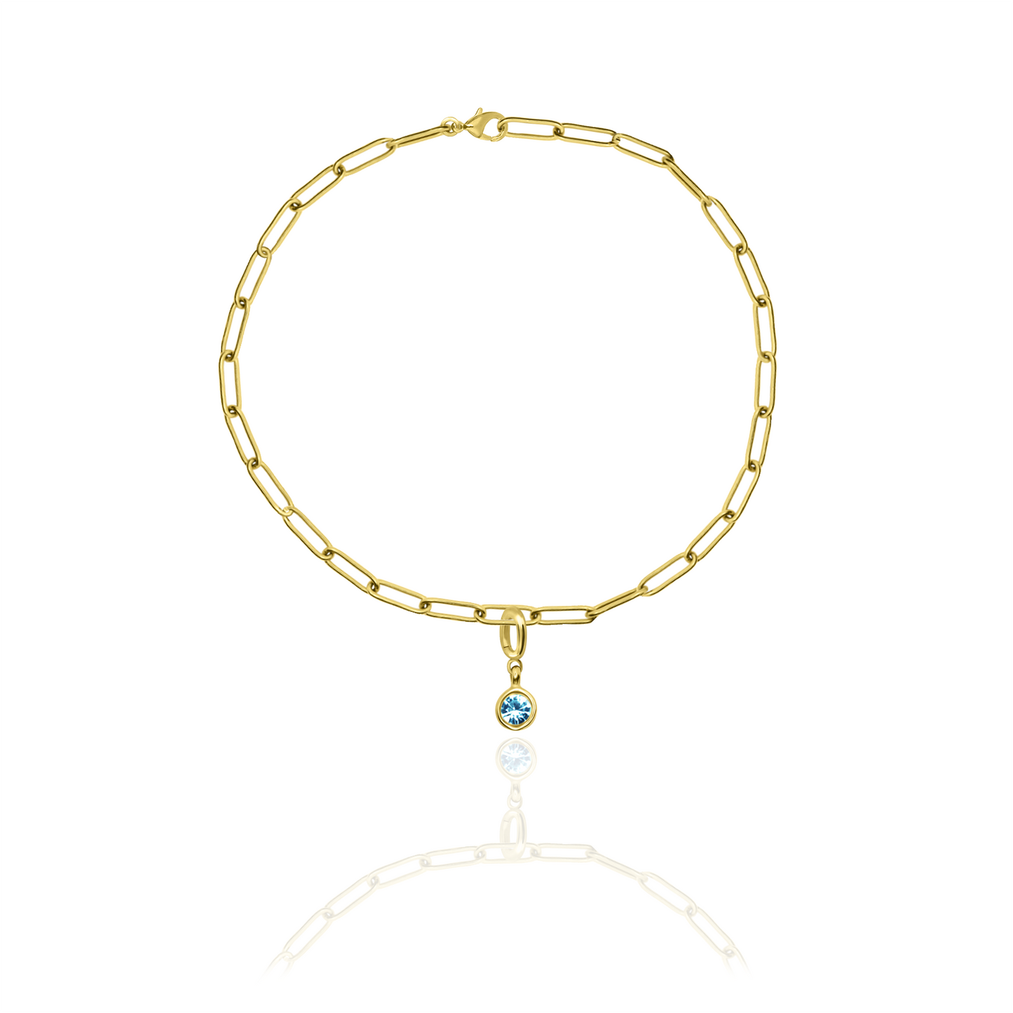 [PRE-ORDER] Birthstone Crystal Necklace by Pranwa, Paper Clip Chain – Monthly Gemstone Jewelry, Personalized Gift for Birthday, Zodiac, Healing Energy