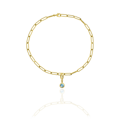 [PRE-ORDER] Birthstone Crystal Necklace by Pranwa, Paper Clip Chain – Monthly Gemstone Jewelry, Personalized Gift for Birthday, Zodiac, Healing Energy