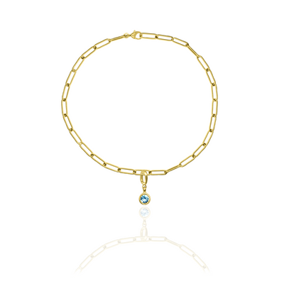 [PRE-ORDER] Birthstone Crystal Necklace by Pranwa, Paper Clip Chain – Monthly Gemstone Jewelry, Personalized Gift for Birthday, Zodiac, Healing Energy