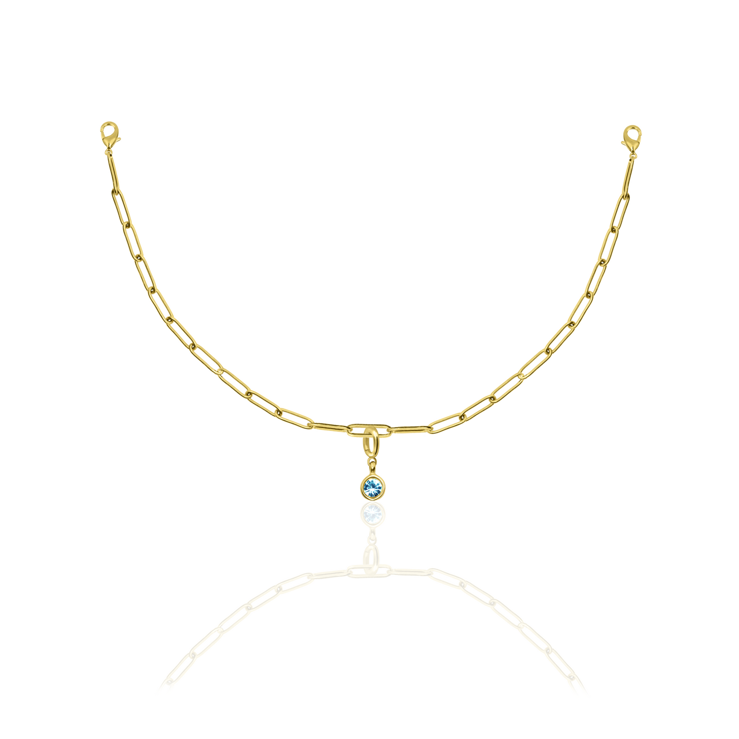 [PRE-ORDER] Birthstone Crystal Necklace by Pranwa, Paper Clip Chain – Monthly Gemstone Jewelry, Personalized Gift for Birthday, Zodiac, Healing Energy