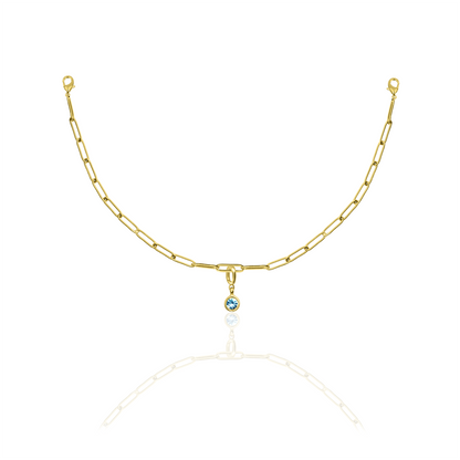 [PRE-ORDER] Birthstone Crystal Necklace by Pranwa, Paper Clip Chain – Monthly Gemstone Jewelry, Personalized Gift for Birthday, Zodiac, Healing Energy