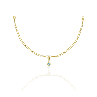 [PRE-ORDER] Birthstone Crystal Necklace by Pranwa, Paper Clip Chain – Monthly Gemstone Jewelry, Personalized Gift for Birthday, Zodiac, Healing Energy