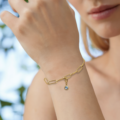 [PRE-ORDER] Birthstone Crystal Necklace by Pranwa, Paper Clip Chain – Monthly Gemstone Jewelry, Personalized Gift for Birthday, Zodiac, Healing Energy