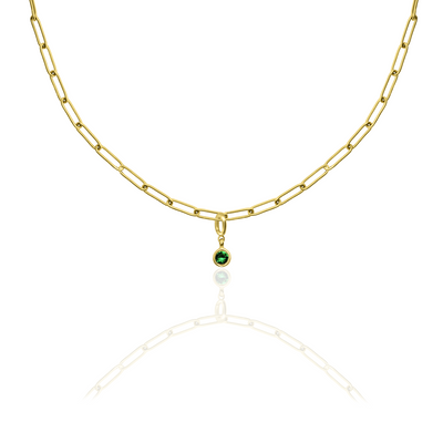 [PRE-ORDER] Birthstone Crystal Necklace by Pranwa, Paper Clip Chain – Monthly Gemstone Jewelry, Personalized Gift for Birthday, Zodiac, Healing Energy
