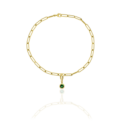 [PRE-ORDER] Birthstone Crystal Necklace by Pranwa, Paper Clip Chain – Monthly Gemstone Jewelry, Personalized Gift for Birthday, Zodiac, Healing Energy