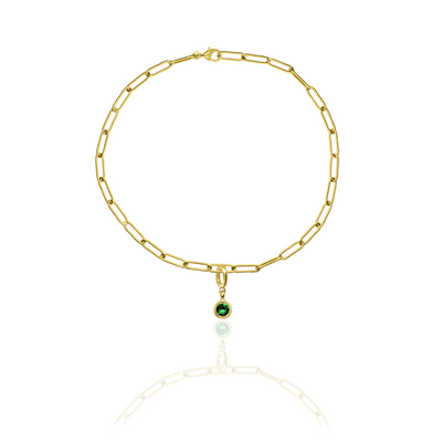 [PRE-ORDER] Birthstone Crystal Necklace by Pranwa, Paper Clip Chain – Monthly Gemstone Jewelry, Personalized Gift for Birthday, Zodiac, Healing Energy