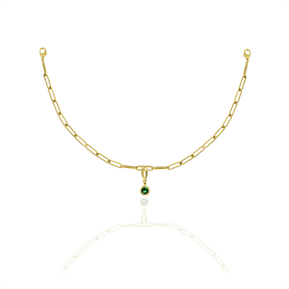 [PRE-ORDER] Birthstone Crystal Necklace by Pranwa, Paper Clip Chain – Monthly Gemstone Jewelry, Personalized Gift for Birthday, Zodiac, Healing Energy