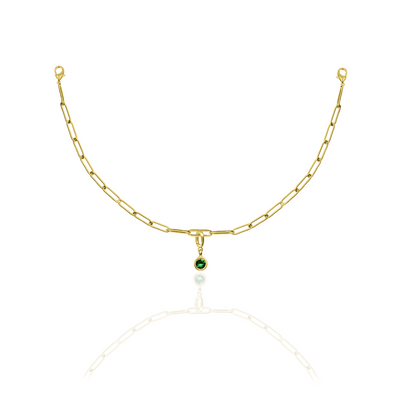 [PRE-ORDER] Birthstone Crystal Necklace by Pranwa, Paper Clip Chain – Monthly Gemstone Jewelry, Personalized Gift for Birthday, Zodiac, Healing Energy