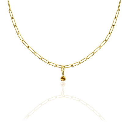 [PRE-ORDER] Birthstone Crystal Necklace by Pranwa, Paper Clip Chain – Monthly Gemstone Jewelry, Personalized Gift for Birthday, Zodiac, Healing Energy