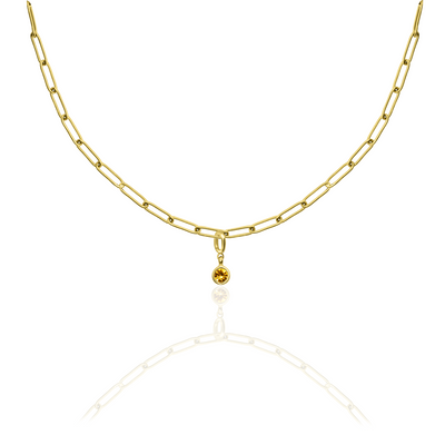 [PRE-ORDER] Birthstone Crystal Necklace by Pranwa, Paper Clip Chain – Monthly Gemstone Jewelry, Personalized Gift for Birthday, Zodiac, Healing Energy
