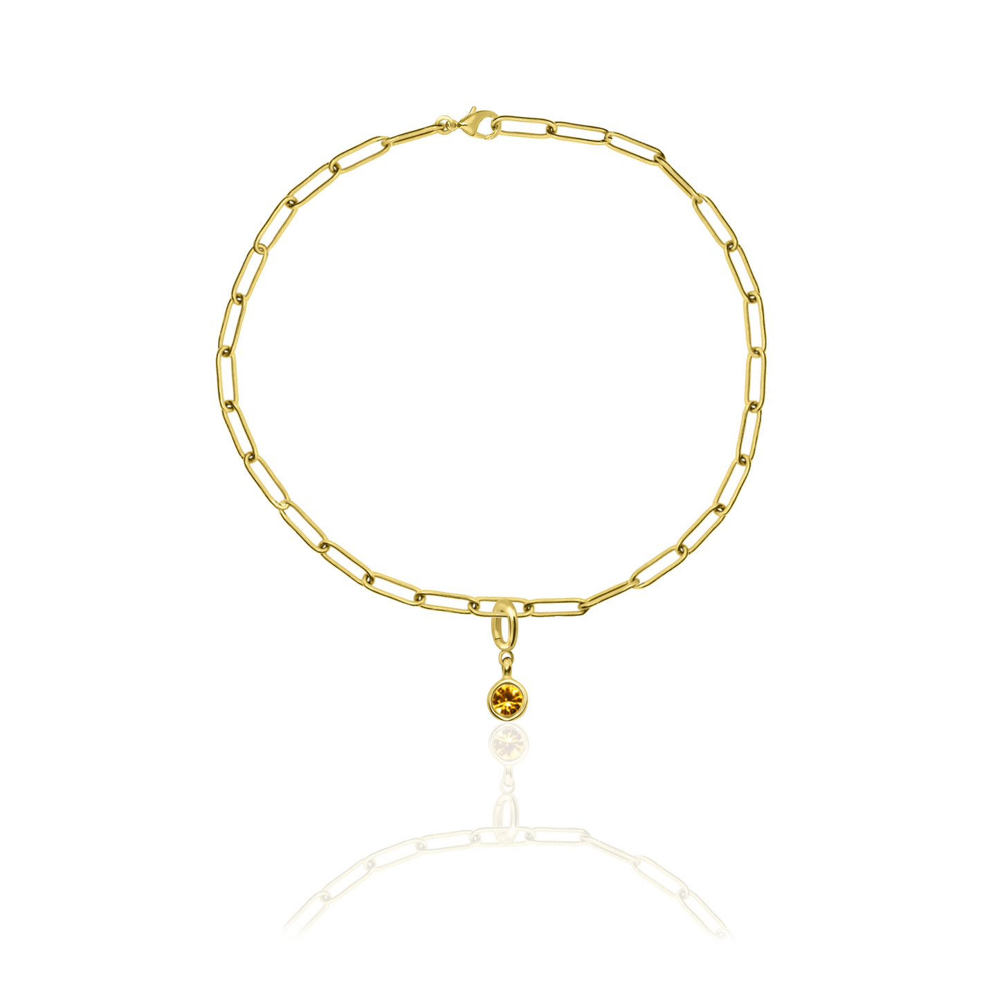 [PRE-ORDER] Birthstone Crystal Necklace by Pranwa, Paper Clip Chain – Monthly Gemstone Jewelry, Personalized Gift for Birthday, Zodiac, Healing Energy