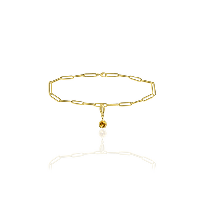 [PRE-ORDER] Birthstone Crystal Necklace by Pranwa, Paper Clip Chain – Monthly Gemstone Jewelry, Personalized Gift for Birthday, Zodiac, Healing Energy