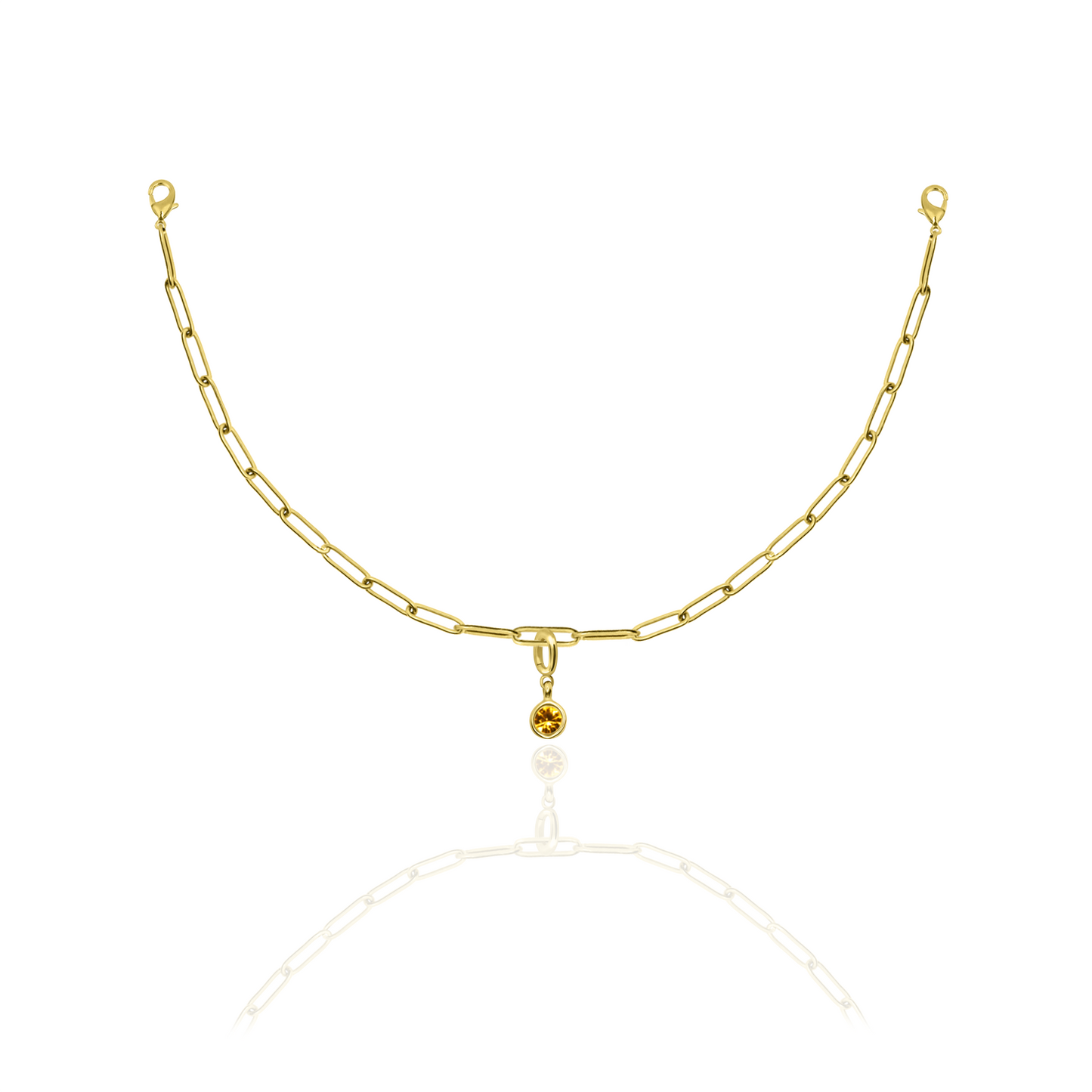 [PRE-ORDER] Birthstone Crystal Necklace by Pranwa, Paper Clip Chain – Monthly Gemstone Jewelry, Personalized Gift for Birthday, Zodiac, Healing Energy