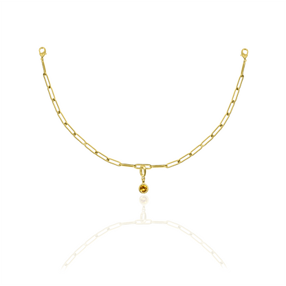 [PRE-ORDER] Birthstone Crystal Necklace by Pranwa, Paper Clip Chain – Monthly Gemstone Jewelry, Personalized Gift for Birthday, Zodiac, Healing Energy