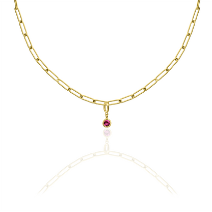 [PRE-ORDER] Birthstone Crystal Necklace by Pranwa, Paper Clip Chain – Monthly Gemstone Jewelry, Personalized Gift for Birthday, Zodiac, Healing Energy
