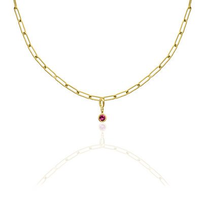 [PRE-ORDER] Birthstone Crystal Necklace by Pranwa, Paper Clip Chain – Monthly Gemstone Jewelry, Personalized Gift for Birthday, Zodiac, Healing Energy