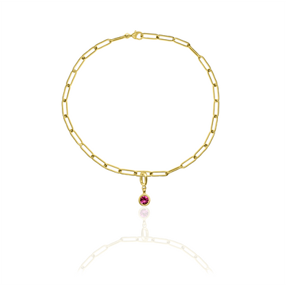 [PRE-ORDER] Birthstone Crystal Necklace by Pranwa, Paper Clip Chain – Monthly Gemstone Jewelry, Personalized Gift for Birthday, Zodiac, Healing Energy