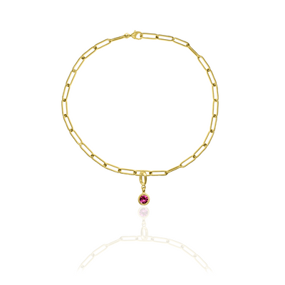 [PRE-ORDER] Birthstone Crystal Necklace by Pranwa, Paper Clip Chain – Monthly Gemstone Jewelry, Personalized Gift for Birthday, Zodiac, Healing Energy