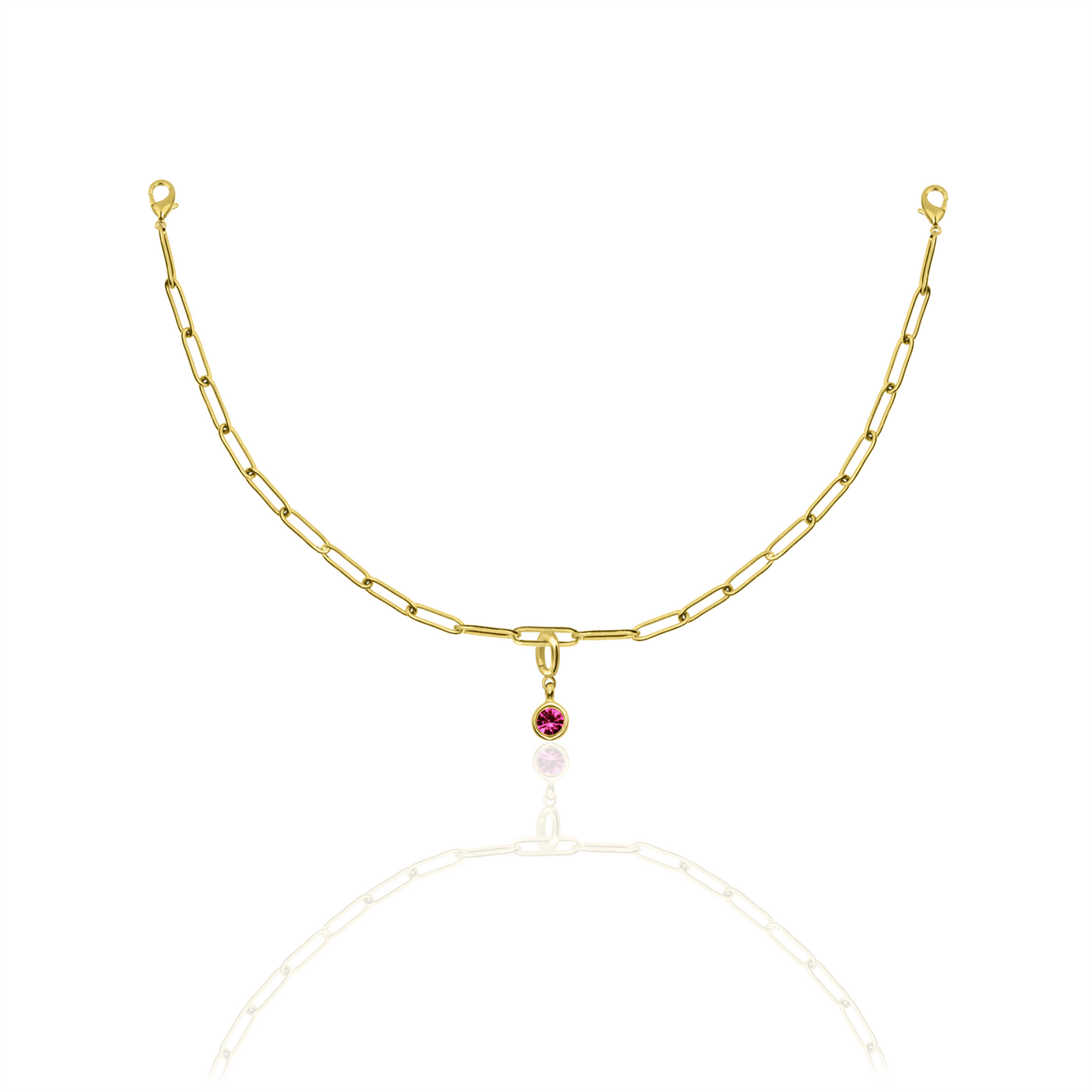 [PRE-ORDER] Birthstone Crystal Necklace by Pranwa, Paper Clip Chain – Monthly Gemstone Jewelry, Personalized Gift for Birthday, Zodiac, Healing Energy
