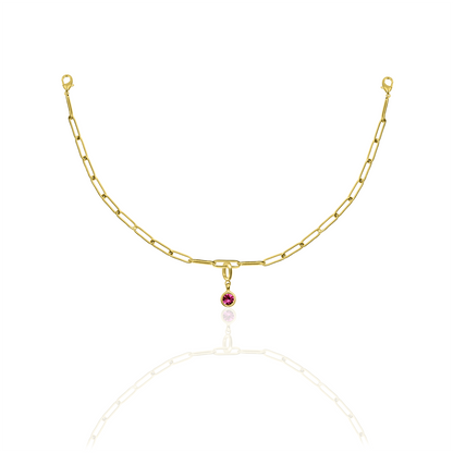 [PRE-ORDER] Birthstone Crystal Necklace by Pranwa, Paper Clip Chain – Monthly Gemstone Jewelry, Personalized Gift for Birthday, Zodiac, Healing Energy
