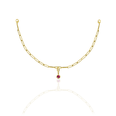 [PRE-ORDER] Birthstone Crystal Necklace by Pranwa, Paper Clip Chain – Monthly Gemstone Jewelry, Personalized Gift for Birthday, Zodiac, Healing Energy