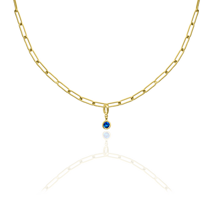 [PRE-ORDER] Birthstone Crystal Necklace by Pranwa, Paper Clip Chain – Monthly Gemstone Jewelry, Personalized Gift for Birthday, Zodiac, Healing Energy