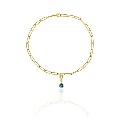 [PRE-ORDER] Birthstone Crystal Necklace by Pranwa, Paper Clip Chain – Monthly Gemstone Jewelry, Personalized Gift for Birthday, Zodiac, Healing Energy