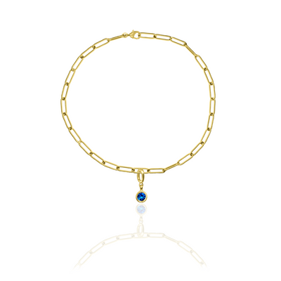 [PRE-ORDER] Birthstone Crystal Necklace by Pranwa, Paper Clip Chain – Monthly Gemstone Jewelry, Personalized Gift for Birthday, Zodiac, Healing Energy