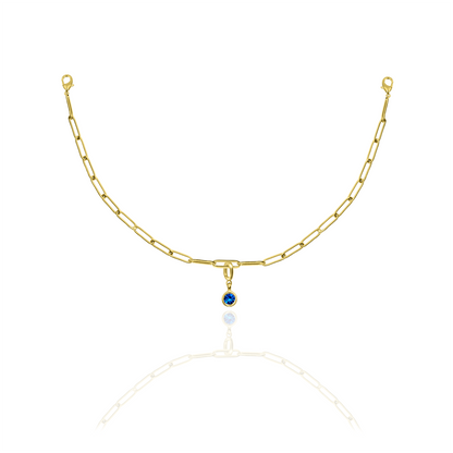 [PRE-ORDER] Birthstone Crystal Necklace by Pranwa, Paper Clip Chain – Monthly Gemstone Jewelry, Personalized Gift for Birthday, Zodiac, Healing Energy