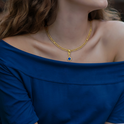 [PRE-ORDER] Birthstone Crystal Necklace by Pranwa, Paper Clip Chain – Monthly Gemstone Jewelry, Personalized Gift for Birthday, Zodiac, Healing Energy
