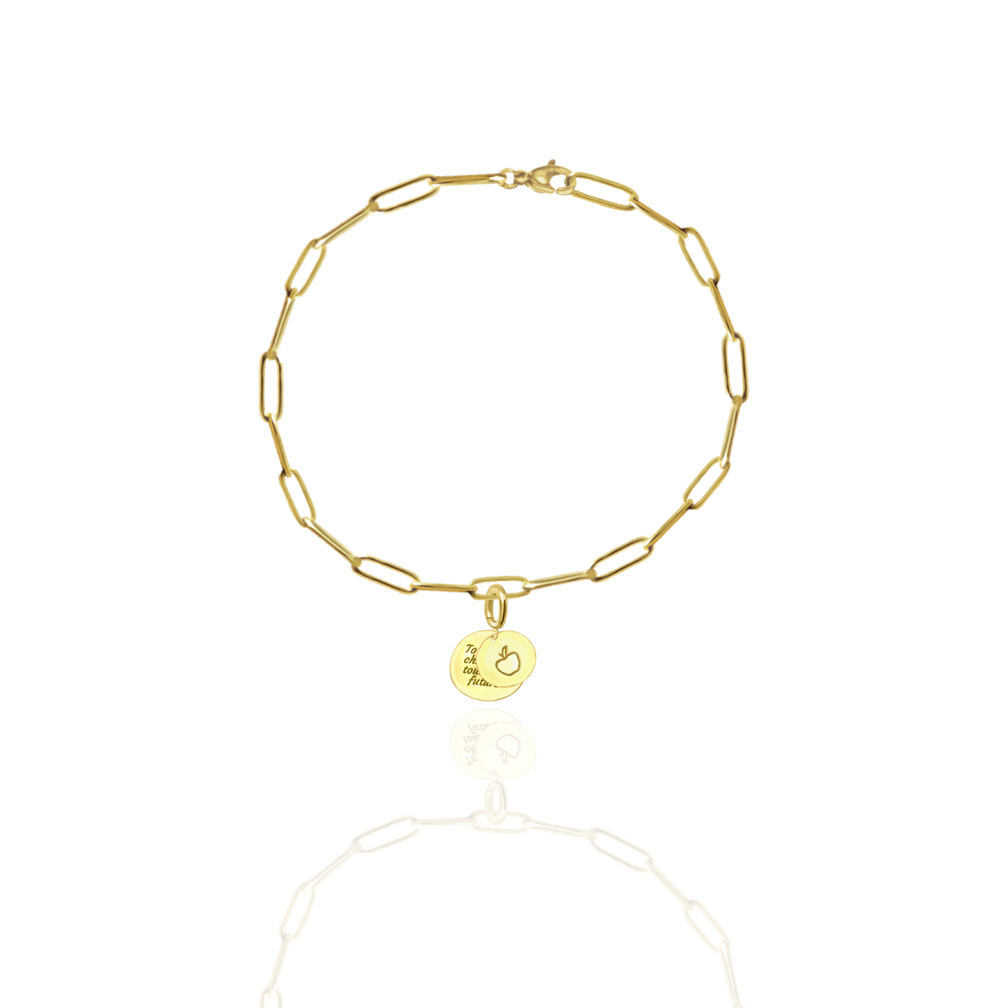 [PRE-ORDER] Elara Apple with "To Teach is to Touch the Future" Charm, Paper Clip Chain  – Legacy Apple, Teaching, Impact, Inspiration, Future, Generations, Teacher Appreciation Gifts - Gold, Silver🍎
